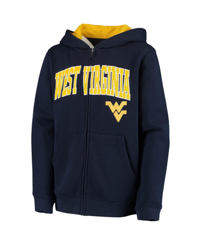 Colosseum Youth Navy West Virginia Mountaineers Applique Arch & Logo Full-zip Hoodie In Navy