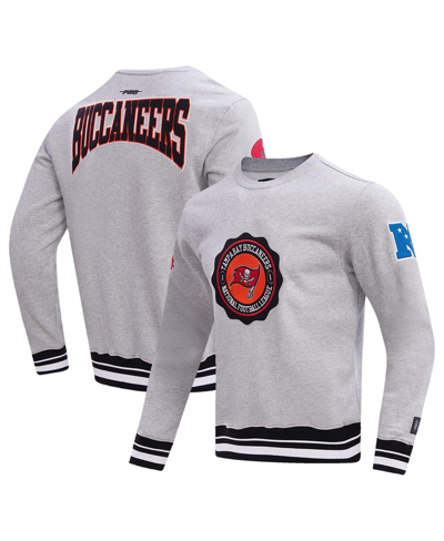 Pro Standard Men's  Heather Gray Tampa Bay Buccaneers Crest Emblem Pullover Sweatshirt In Heather Gray