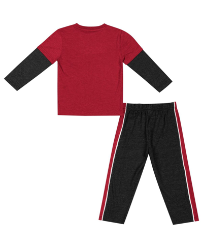 Colosseum Toddler Boys And Girls  Cardinal, Black Arkansas Razorbacks Long Sleeve T-shirt And Pants S In Cardinal,black