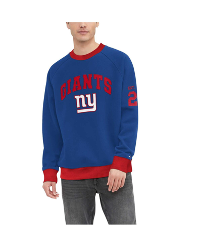 Shop Tommy Hilfiger Men's  Royal New York Giants Reese Raglan Tri-blend Pullover Sweatshirt
