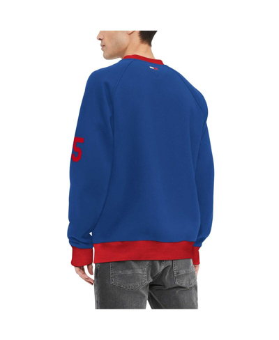 Shop Tommy Hilfiger Men's  Royal New York Giants Reese Raglan Tri-blend Pullover Sweatshirt