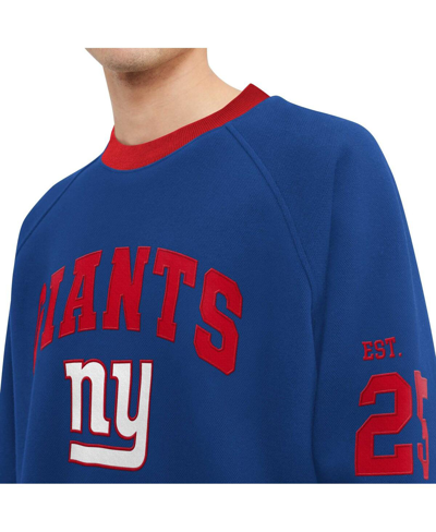 Shop Tommy Hilfiger Men's  Royal New York Giants Reese Raglan Tri-blend Pullover Sweatshirt