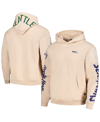 Shop The Wild Collective Men's And Women's  Cream Seattle Seahawks Heavy Block Pullover Hoodie