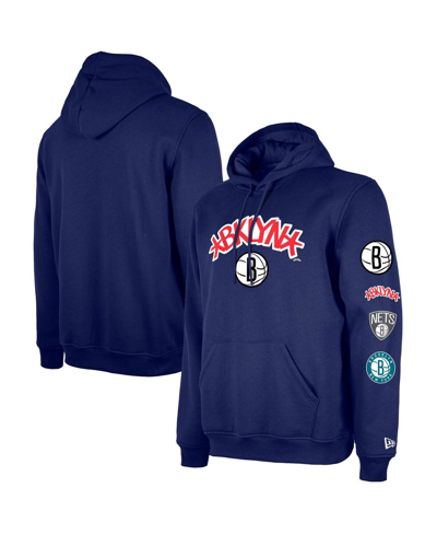 New Era Men's  Blue Brooklyn Nets Big And Tall 2023/24 City Edition Jersey Pullover Hoodie In Blue