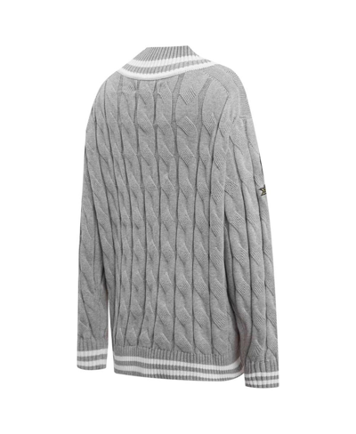 Pro Standard Heather Gray Green Bay Packers Prep V-neck Pullover Sweater In Heather Gray