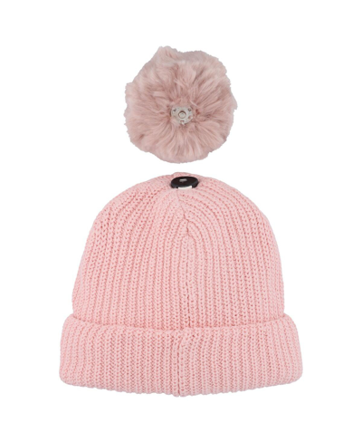 Shop Love Your Melon Women's  Pink Barbie Satin Lined Cuffed Knit Hat With Pom