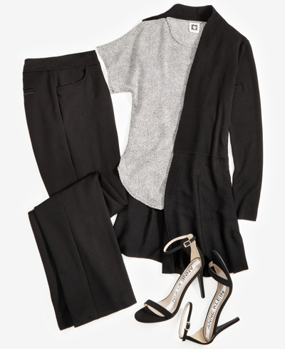 Anne Klein Monterey Open-front Longline Cardigan In Distant Mountain