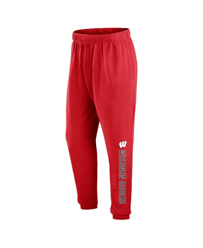 Shop Fanatics Men's  Red Wisconsin Badgers Chop Block Fleece Sweatpants