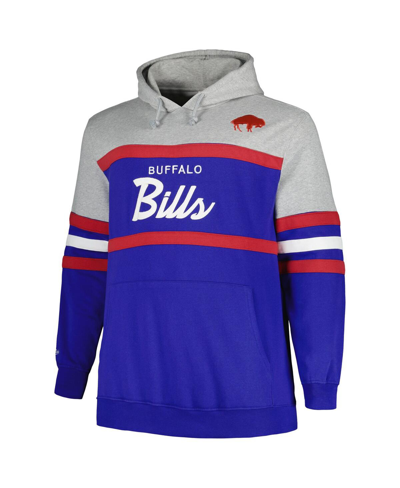 Mitchell & Ness Men's  Heather Gray, Royal Buffalo Bills Big And Tall Head Coach Pullover Hoodie In Heather Gray,royal