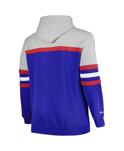 Mitchell & Ness Men's  Heather Gray, Royal Buffalo Bills Big And Tall Head Coach Pullover Hoodie In Heather Gray,royal