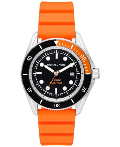 Shop Michael Kors Men's Maritime Three-hand Orange Silicone Watch 42mm