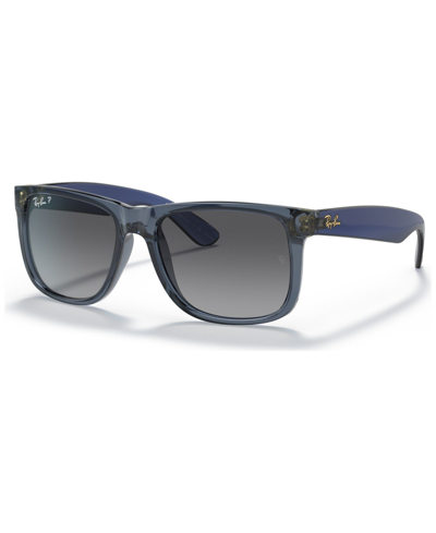 Shop Ray Ban Polarized Sunglasses, Rb4165 Justin Gradient In Transparent Blue