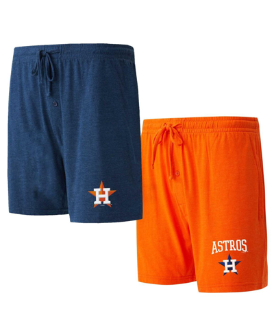 Concepts Sport Men's  Navy, Orange Houston Astros Two-pack Meter Sleep Shorts In Navy,orange