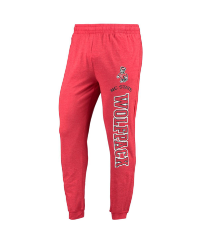 Concepts Sport Red/heather Charcoal Nc State Wolfpack Meter Long Sleeve Hoodie T-shirt & Jogger Paja In Red,heather Charcoal