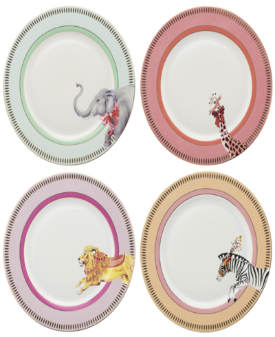Shop Yvonne Ellen Animal Side Plates, Set Of 4 In Multi