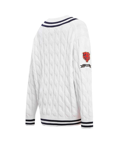 Shop Pro Standard Women's  White Chicago Bears Prep V-neck Pullover Sweater