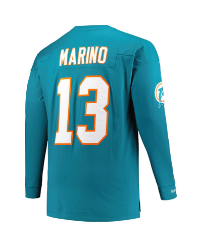 Shop Mitchell & Ness Men's  Dan Marino Aqua Miami Dolphins Big And Tall Cut And Sew Player Name And Number