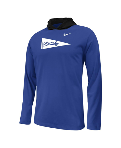 Shop Nike Big Boys  Royal Kentucky Wildcats Sideline Performance Long Sleeve Hoodie T-shirt
