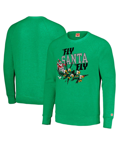 Shop Homage Men's And Women's  Kelly Green Philadelphia Eagles Holiday Raglan Tri-blend Pullover Sweatshir