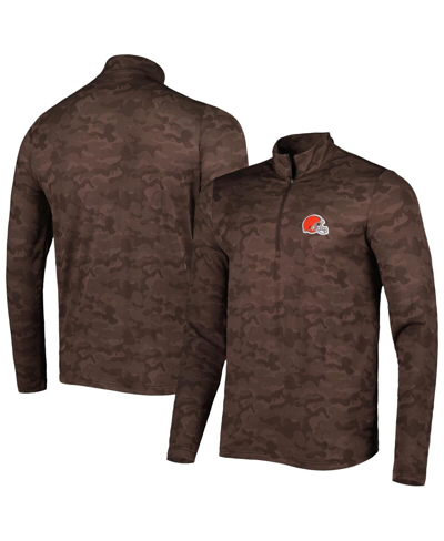 Shop Antigua Men's  Brown Cleveland Browns Brigade Quarter-zip Sweatshirt