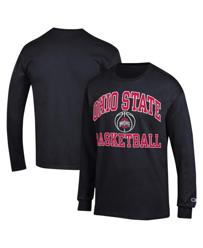 Shop Champion Men's  Black Ohio State Buckeyes Basketball Icon Long Sleeve T-shirt