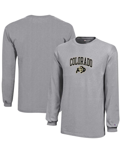 Shop Champion Big Boys  Gray Colorado Buffaloes Arch Over Logo Long Sleeve Jersey T-shirt