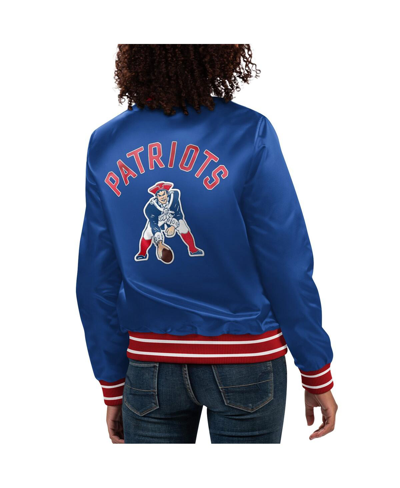 Starter Navy New England Patriots Full Count Satin Full-snap Varsity Jacket In Navy