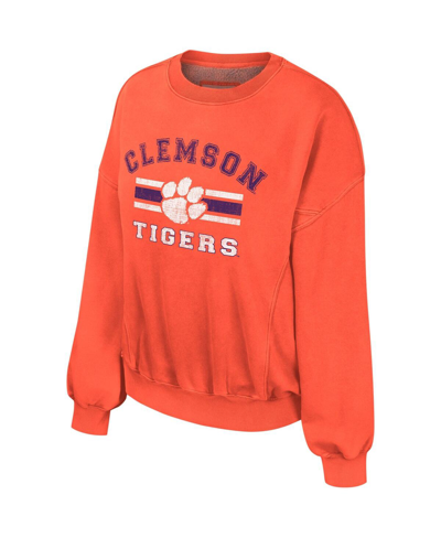 Colosseum Women's  Orange Clemson Tigers Audrey Washed Pullover Sweatshirt In Orange
