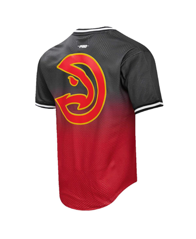 Pro Standard Men's Post Trae Young Black, Red Atlanta Hawks Ombre Name And Number T-shirt In Black,red
