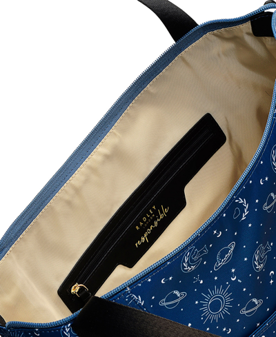 Shop Radley London 24/7 Cosmic Dog Medium Nylon Zip Top Shoulder Bag In Deepsea