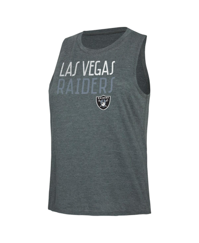 Concepts Sport Women's  Black, Charcoal Distressed Las Vegas Raiders Muscle Tank Top And Pants Lounge In Black,charcoal