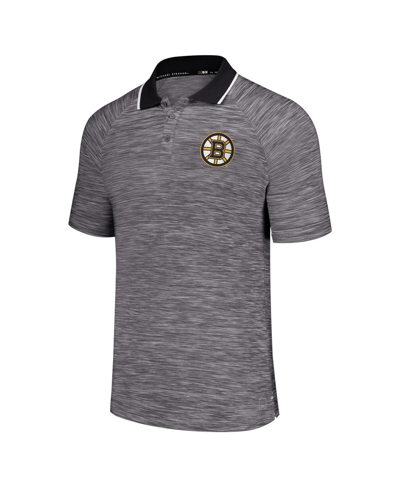 Shop Msx By Michael Strahan Men's  Gray Boston Bruins Strategy Raglan Polo Shirt