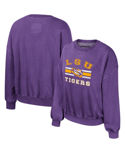 Colosseum Purple Lsu Tigers Audrey Washed Pullover Sweatshirt In Purple