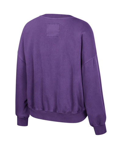 Colosseum Purple Lsu Tigers Audrey Washed Pullover Sweatshirt In Purple