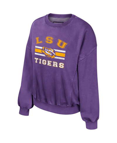 Colosseum Purple Lsu Tigers Audrey Washed Pullover Sweatshirt In Purple