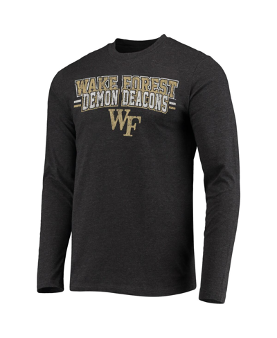 Concepts Sport Black/heathered Charcoal Wake Forest Demon Deacons Meter Long Sleeve T-shirt & Pants In Black,heathered Charcoal
