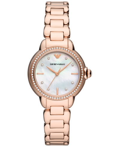 Shop Emporio Armani Women's Rose Gold-tone Stainless Steel Bracelet Watch 32mm