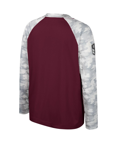 Colosseum Youth  Maroon/camo Mississippi State Bulldogs Oht Military Appreciation Dark Star Raglan Lo In Maroon,camo