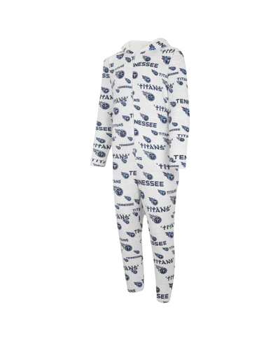 Shop Concepts Sport Men's  White Tennessee Titans Allover Print Docket Union Full-zip Hooded Pajama Suit