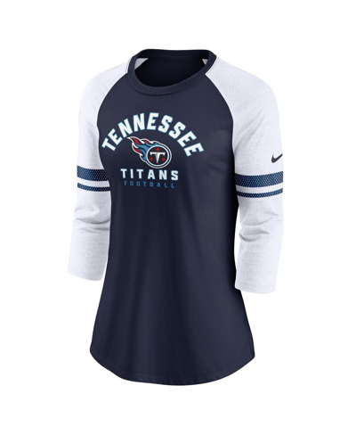 Nike Women's  Navy Tennessee Titans 3/4-sleeve Lightweight Raglan Fashion T-shirt In Navy