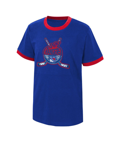 Shop Outerstuff Big Boys Blue Distressed New York Rangers Ice City T-shirt