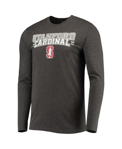 Shop Concepts Sport Men's  Cardinal, Heathered Charcoal Distressed Stanford Cardinal Meter Long Sleeve T-s In Cardinal,heathered Charcoal