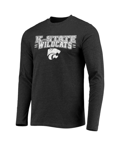 Concepts Sport Men's  Purple, Heathered Charcoal Distressed Kansas State Wildcats Meter Long Sleeve T In Purple,heathered Charcoal