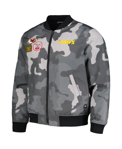 Shop The Wild Collective Men's And Women's  Gray Distressed Kansas City Chiefs Camo Full-zip Bomber Jacket