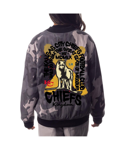 Shop The Wild Collective Men's And Women's  Gray Distressed Kansas City Chiefs Camo Full-zip Bomber Jacket