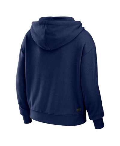 Wear By Erin Andrews Navy/white New England Patriots Color Block Light Weight Modest Crop Full-zip H In Navy,white