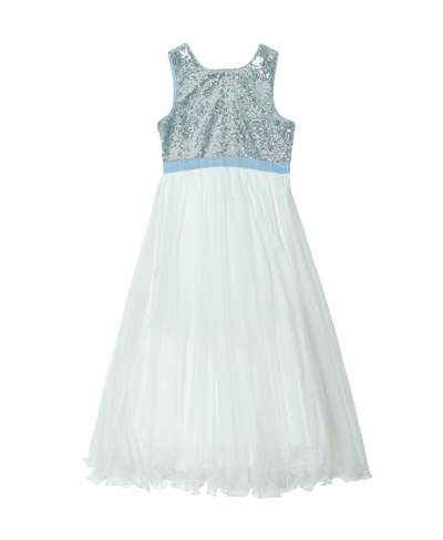 Shop Trixxi Big Girls Sequin Back Bow Sleeveless Tulle Dress In Blue