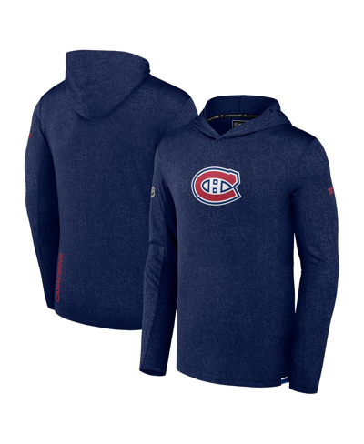 Shop Fanatics Men's  Navy Montreal Canadiens Authentic Pro Lightweight Pullover Hoodie