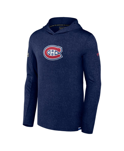 Shop Fanatics Men's  Navy Montreal Canadiens Authentic Pro Lightweight Pullover Hoodie