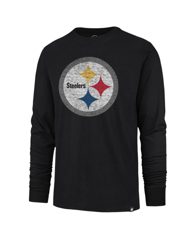 Shop 47 Brand Men's ' Black Distressed Pittsburgh Steelers Premier Franklin Long Sleeve T-shirt
